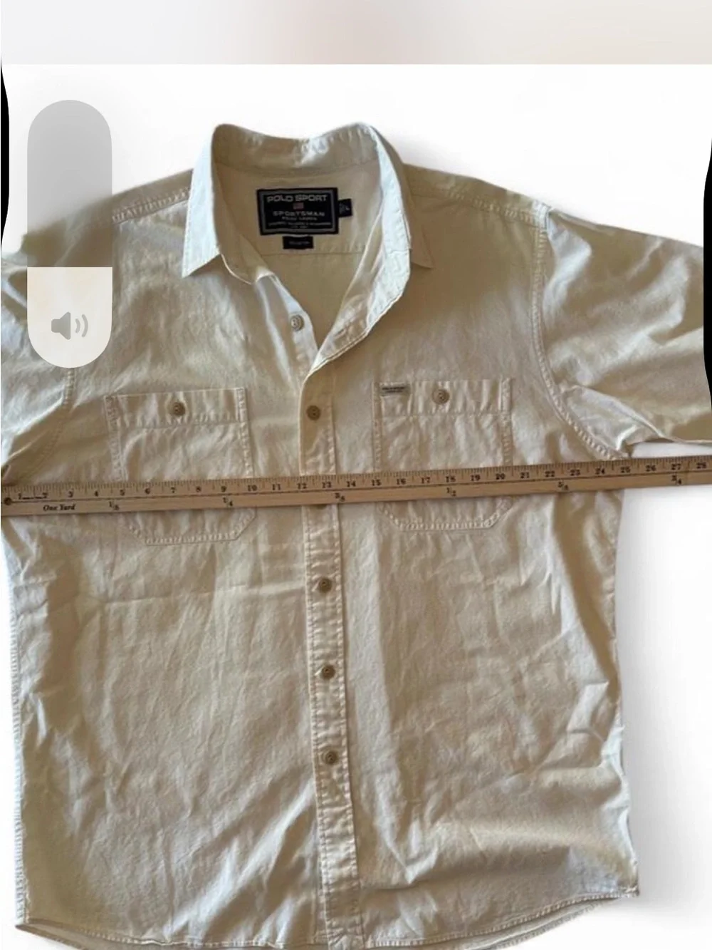 Polo Sport Sportsman Ralph Lauren Utility Safari Shirt Ivory Cotton Large